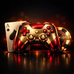 Play99exch Wide Game Selection 3D icon with golden gamepad and roulette chips