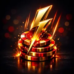 Play99exch Instant Withdrawals 3D lightning bolt and golden coins icon